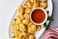 Crispy Air-Fried Tortellini with Garlic Parmesan Dipping Sauce