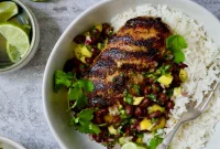 Caribbean Chicken with Black Bean and Mango Salsa Recipe