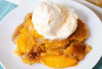 Quick Peach Cobbler Made with Cake Mix and Canned Peaches