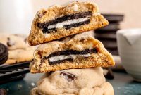 Thick Chocolate Chip Cookies Stuffed with Oreos