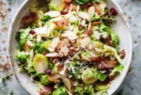 Warm Brussels Sprout Salad with Crispy Bacon and Maple Vinaigrette