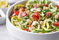 Zucchini Noodle Salad with White Beans, Feta & Lemon Vinaigrette