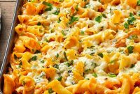 Buffalo Chicken and Blue Cheese Campanelle Pasta Bake