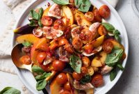 Peach and Prosciutto Salad with Burrata and Arugula