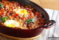 Moroccan-Spiced Vegetarian Chili Topped with Poached Eggs