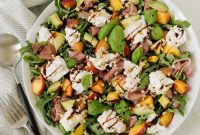 Summer Peach Burrata Salad with Prosciutto and Arugula