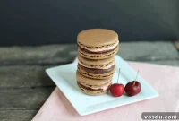 Chocolate Macarons with Cherry Buttercream Filling