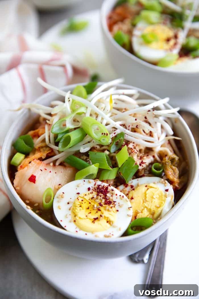 30-Minute Kimchi Ramen Soup Recipe for Flavorful Comfort 5 A bowl of Kimchi Ramen Noodle Soup