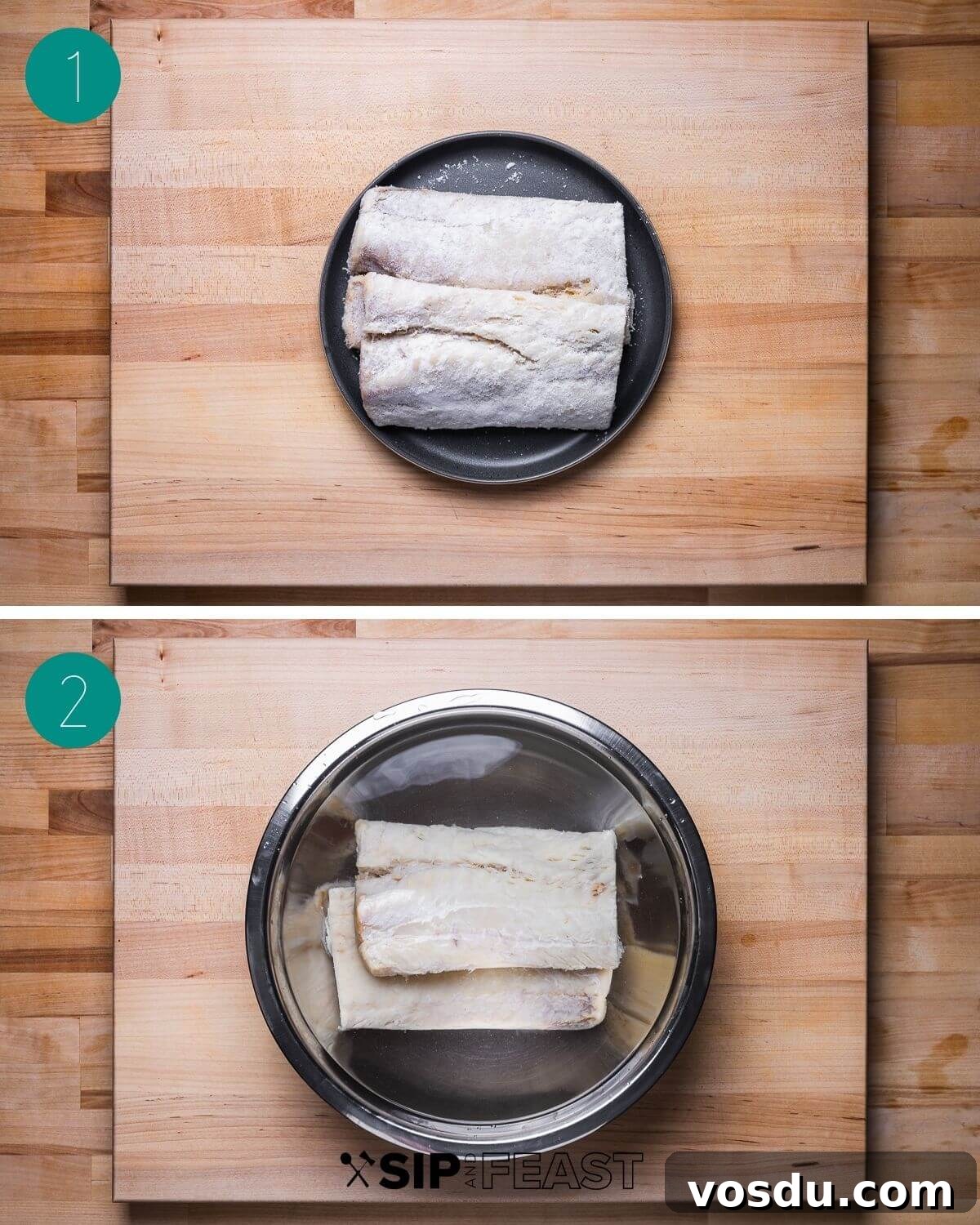 Neapolitan-Style Baccalà: Classic Salted Cod Recipe from Naples 4 Baccala alla Napoletana recipe process shot collage group number one.