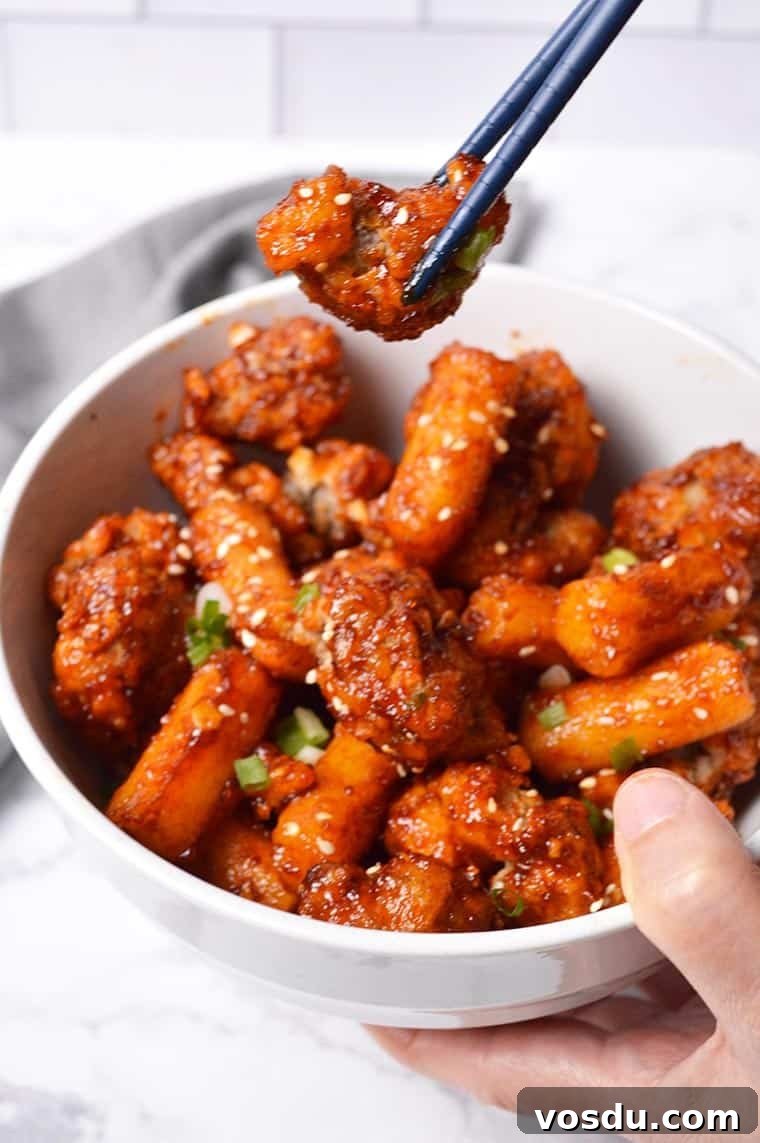 Crispy Korean Popcorn Chicken Recipe — Spicy Sweet Bite 4 korean popcorn chicken dakgangjeong with tteok