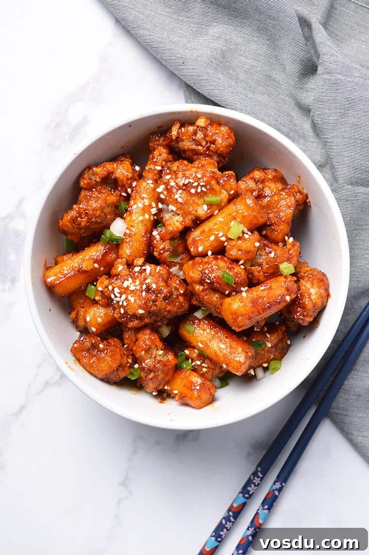 Crispy Korean Popcorn Chicken Recipe — Spicy Sweet Bite 5 korean popcorn chicken dakgangjeong with tteok