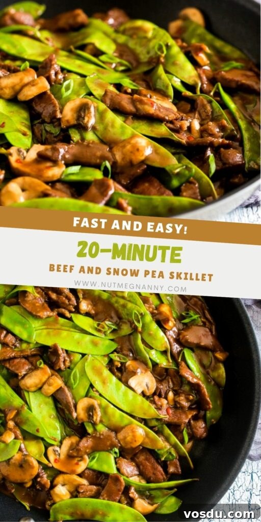 Beef Snow Pea Skillet pin for Pinterest. 