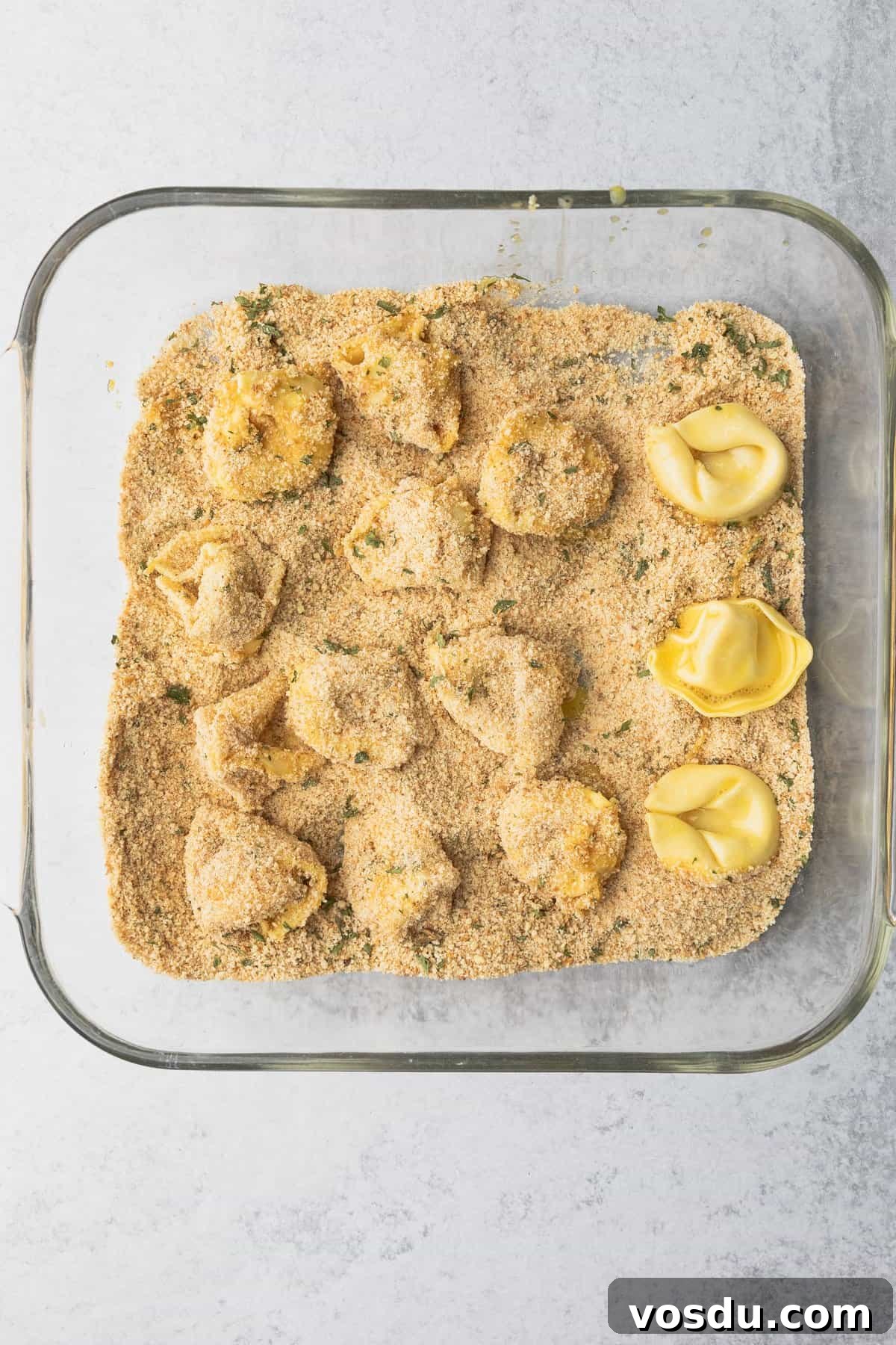 Crispy Air-Fried Tortellini with Garlic Parmesan Dipping Sauce 7 tortellini in breadcrumbs coating