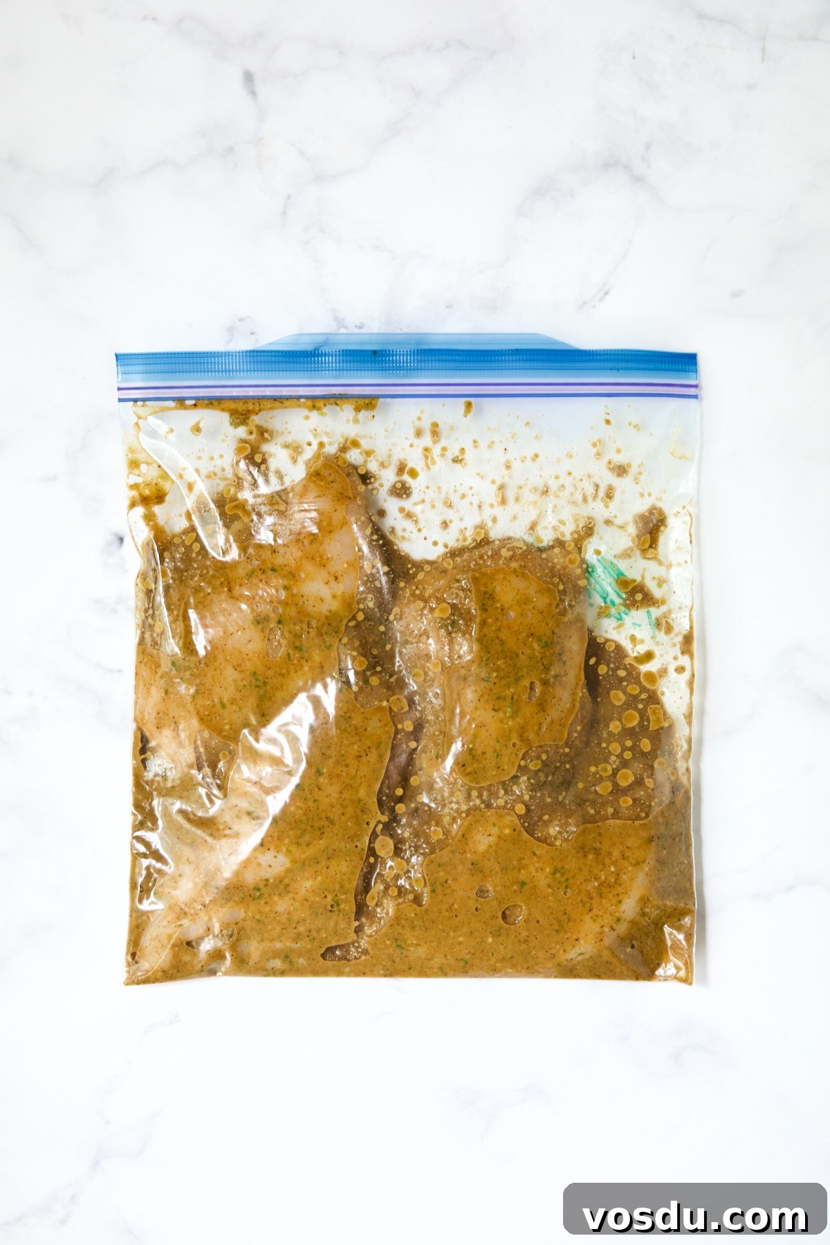 Caribbean Chicken with Black Bean and Mango Salsa Recipe 8 Chicken in marinade in gallon-size zipper-top bag.