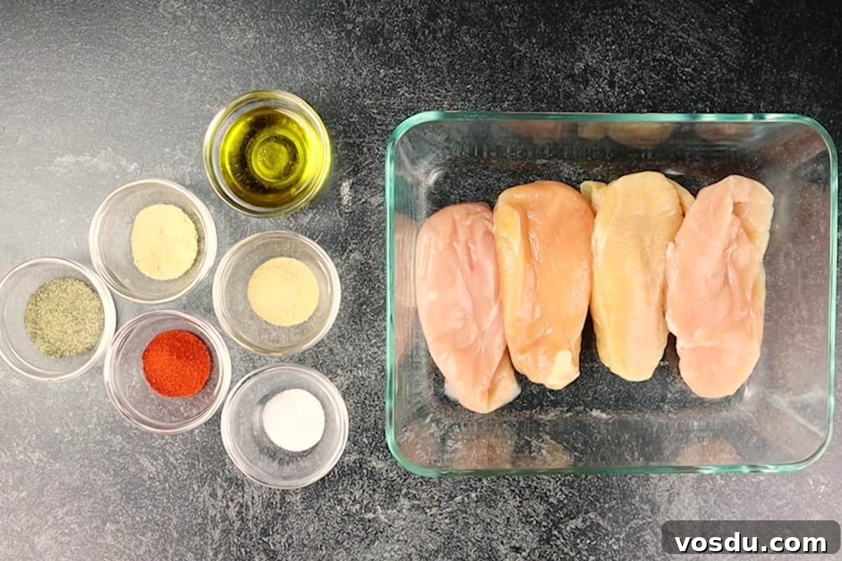 Juicy Smoked Chicken Breast Recipe for Tender, Flavorful Results 3 smoked chicken breast ingredients