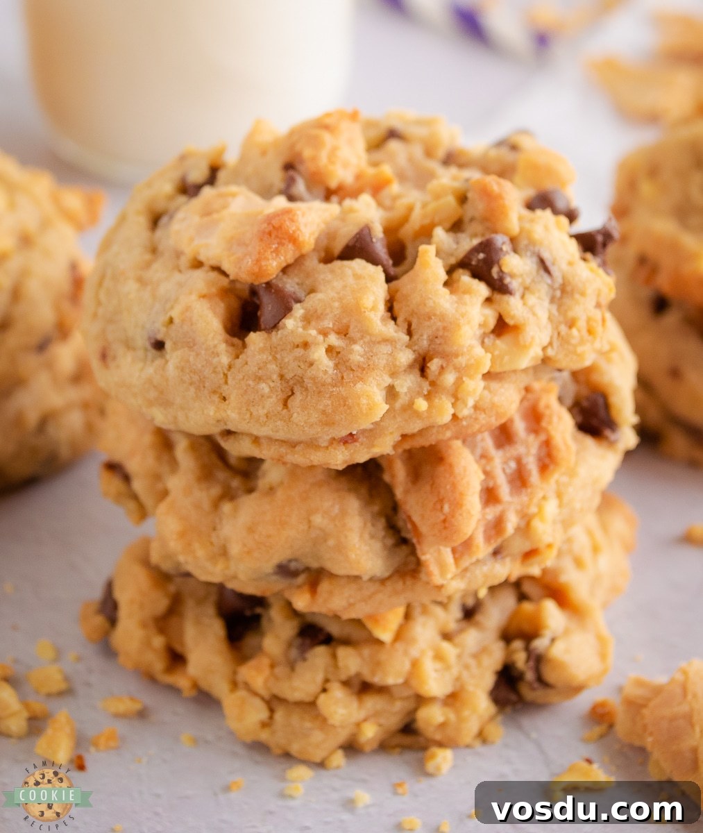 Ice Cream Cone Cookies Recipe: Crispy Cone Cups with Creamy Filling 9 stack of Drumstick chocolate chip cookies