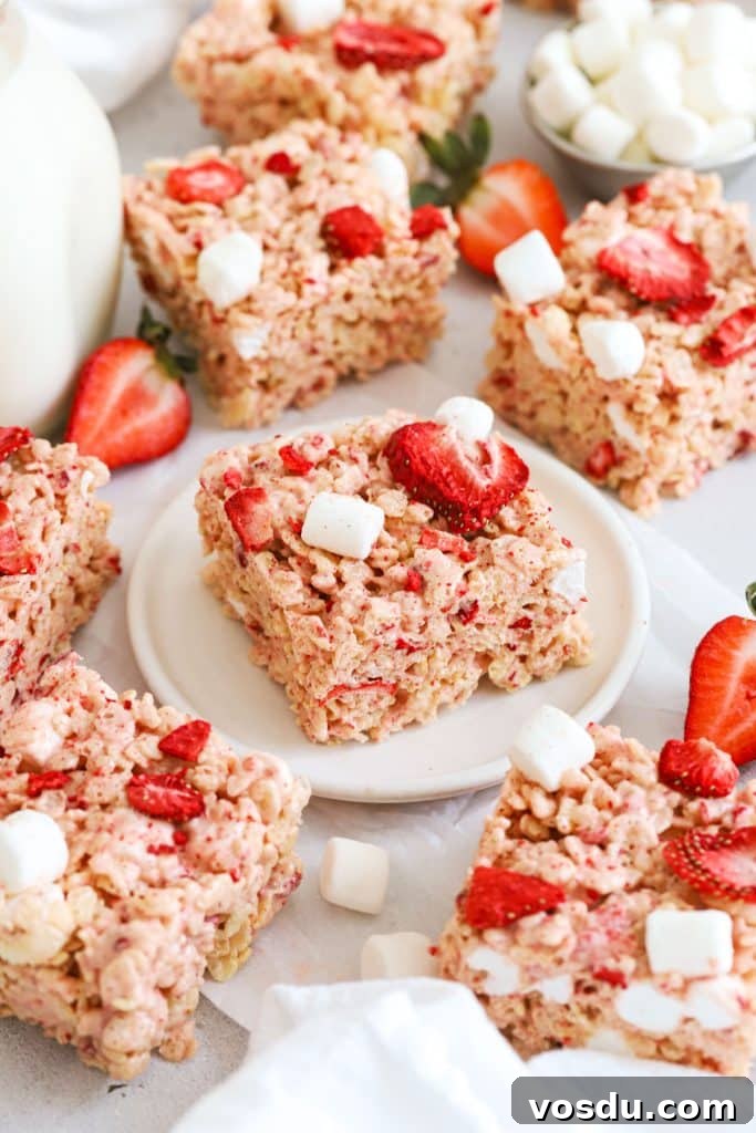 Chocolate Rice Krispie Treats Recipe for Crispy, Chocolatey Squares 10 Strawberry Rice Krispie Treat Squares with freeze-dried strawberries