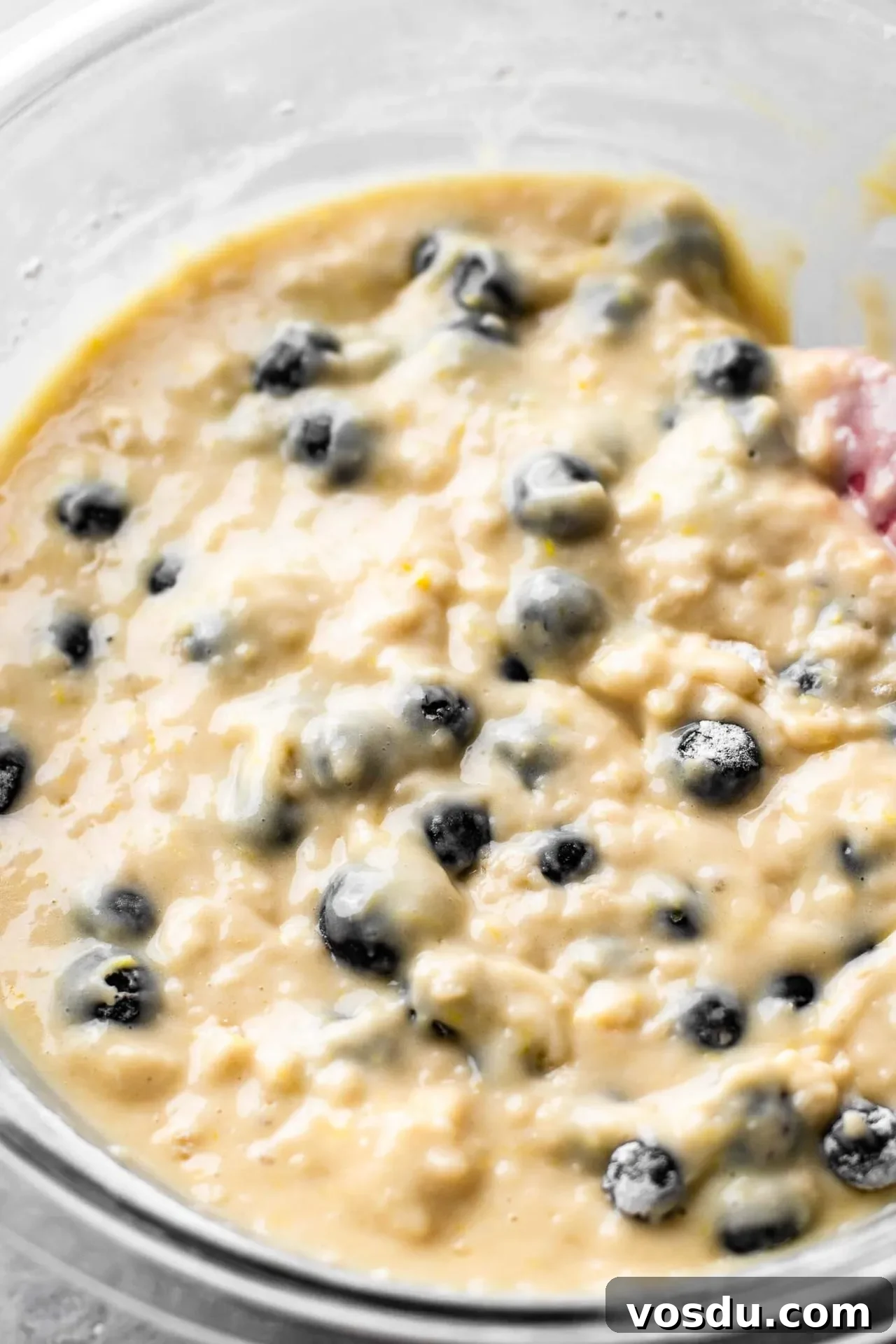 Lemon Blueberry Loaf Cake Recipe for Moist, Zesty Slices 7 lemon blueberry quick bread batter in bowl