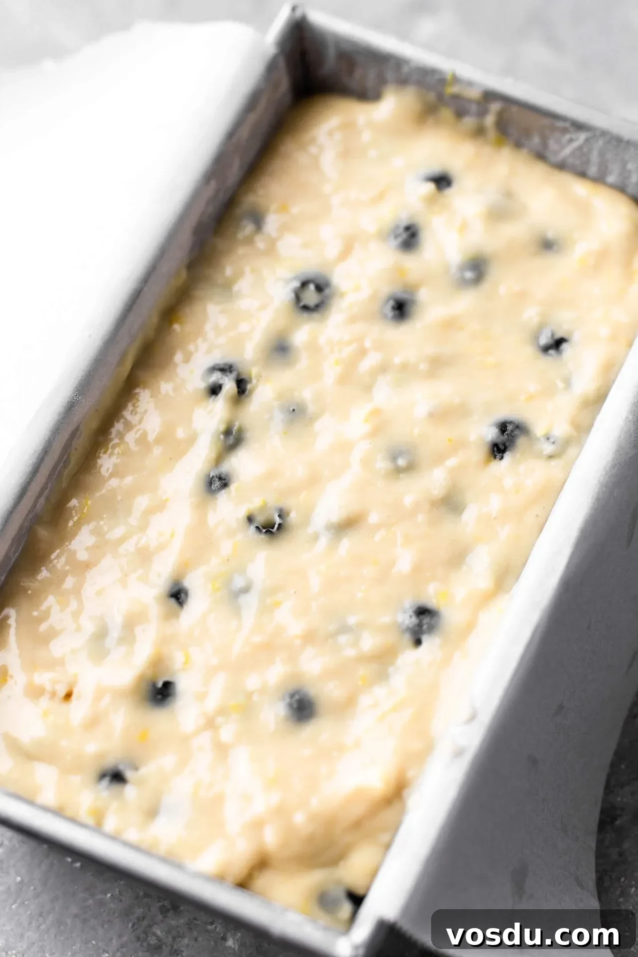 Lemon Blueberry Loaf Cake Recipe for Moist, Zesty Slices 8 lemon blueberry quick bread batter in pan