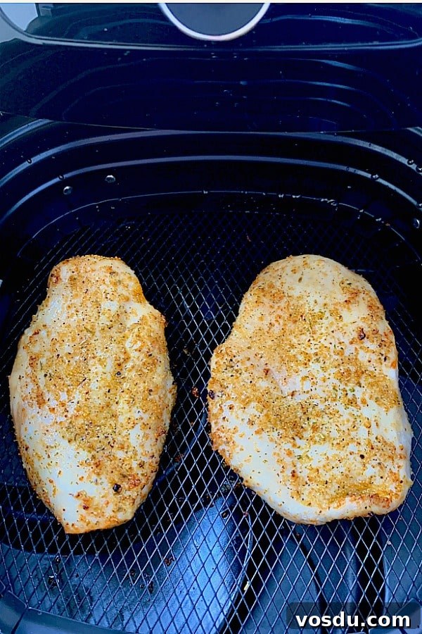 Juicy Air Fryer Chicken Breast Recipe for Quick Dinners 5 chicken breasts in the air fryer