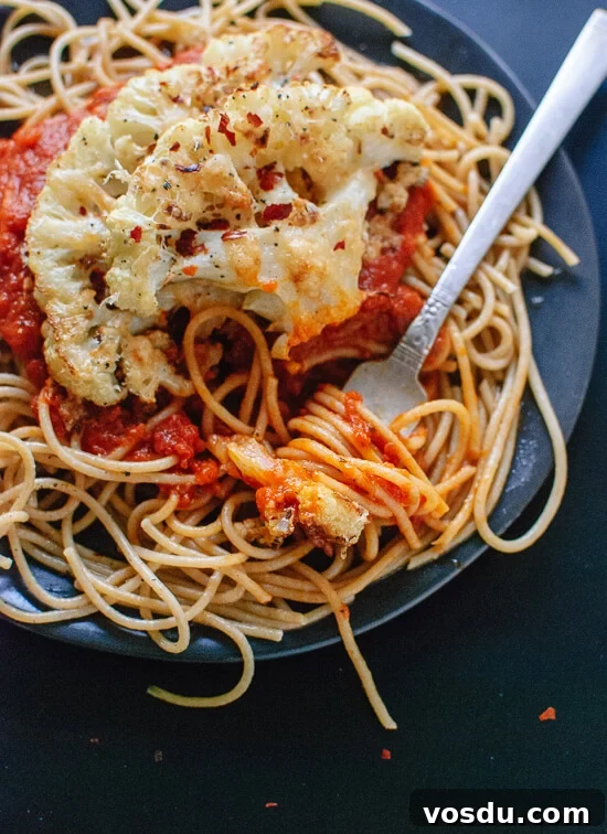 Parmesan-Crusted Cauliflower Steaks with Savory Marinara 7 Roasted cauliflower with marinara, a super simple and healthy weeknight dinner - cookieandkate.com