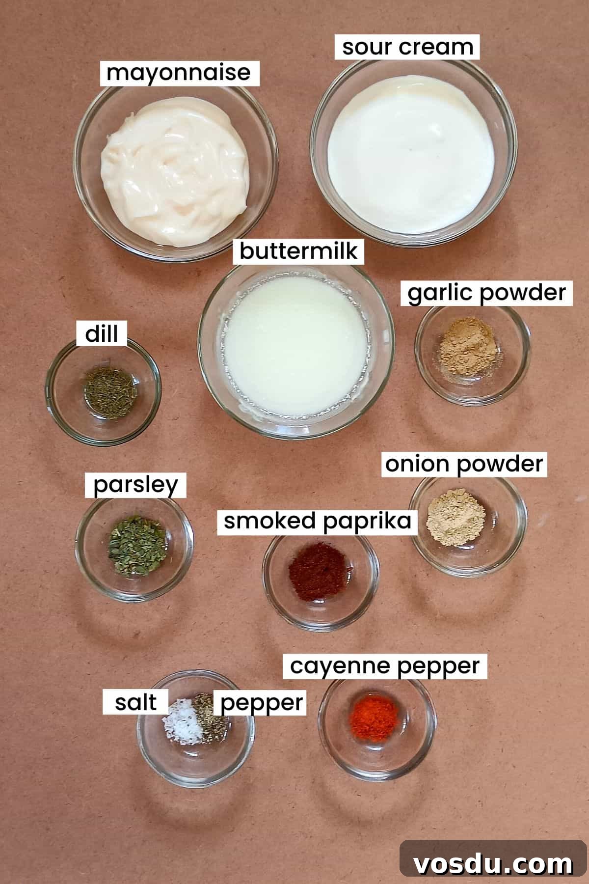 Copycat Popeyes Blackened Ranch Dressing Recipe 3 Image showing blackened ranch ingredients placed on a earthy background.