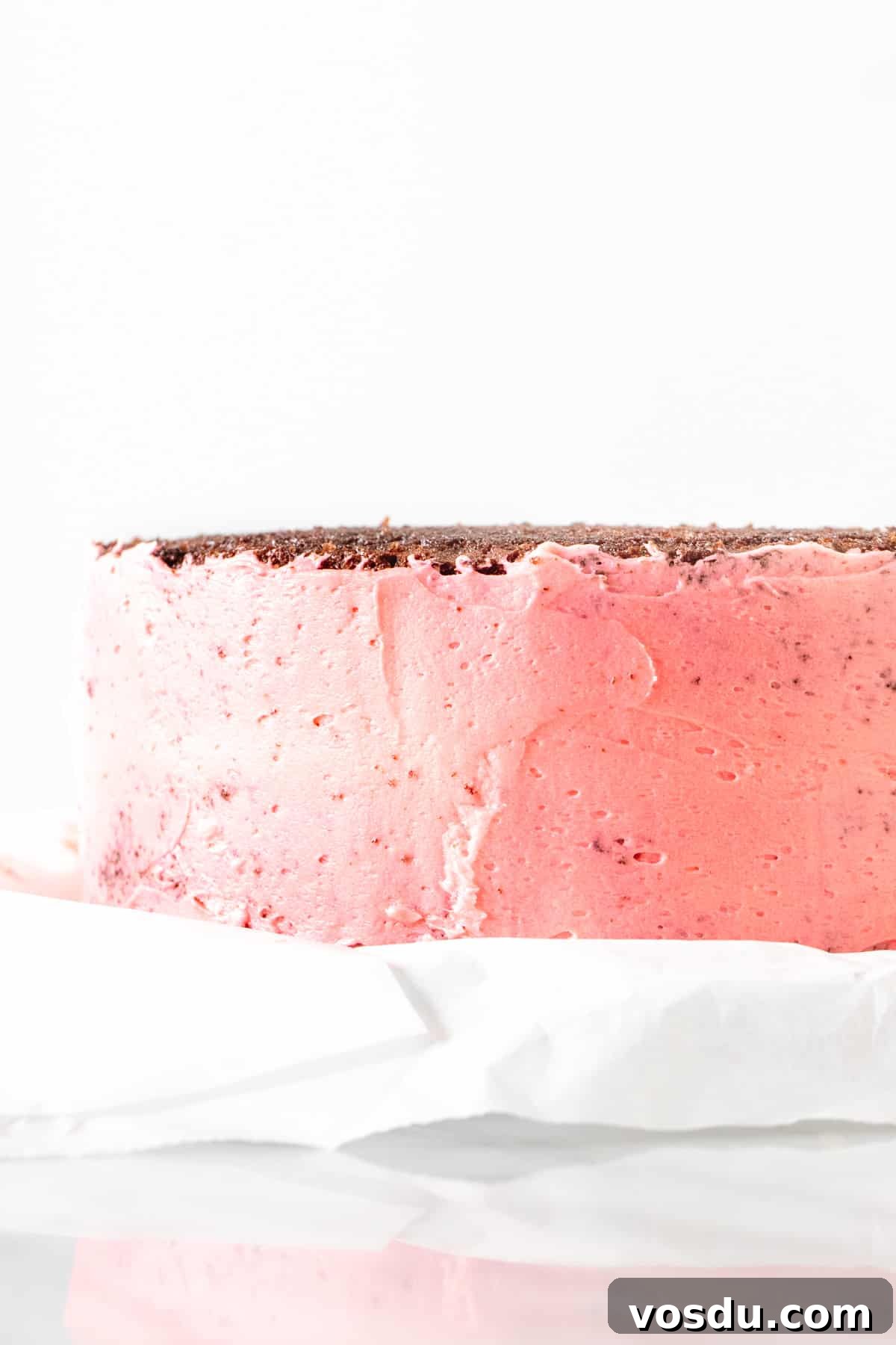 Chocolate Candy Cane Layer Cake with Peppermint Frosting 4 Chocolate layer cake with crumb coat