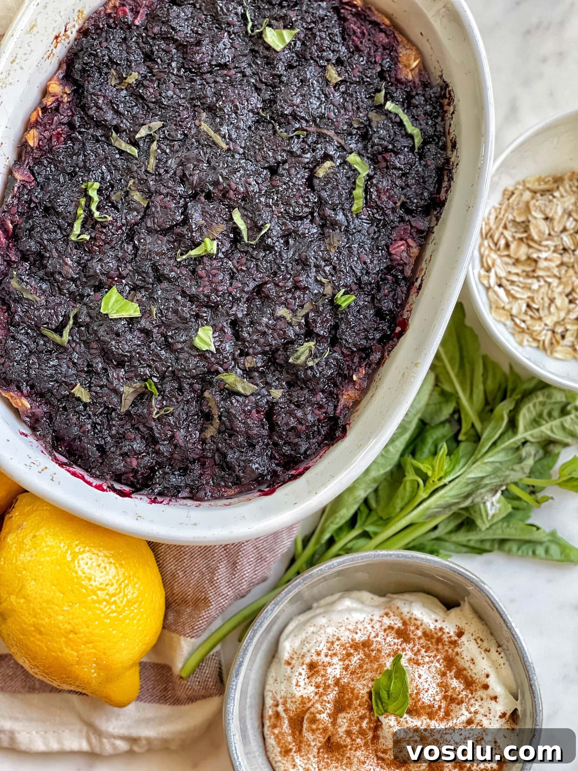 blackberry basil baked oatmeal