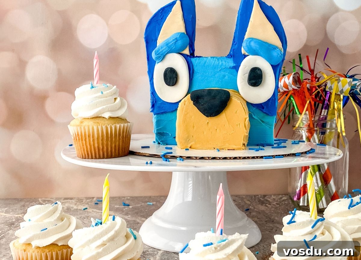 Bluey Cake Recipe with Simple Step-by-Step Tutorial 2 A Bluey cake shaped head.