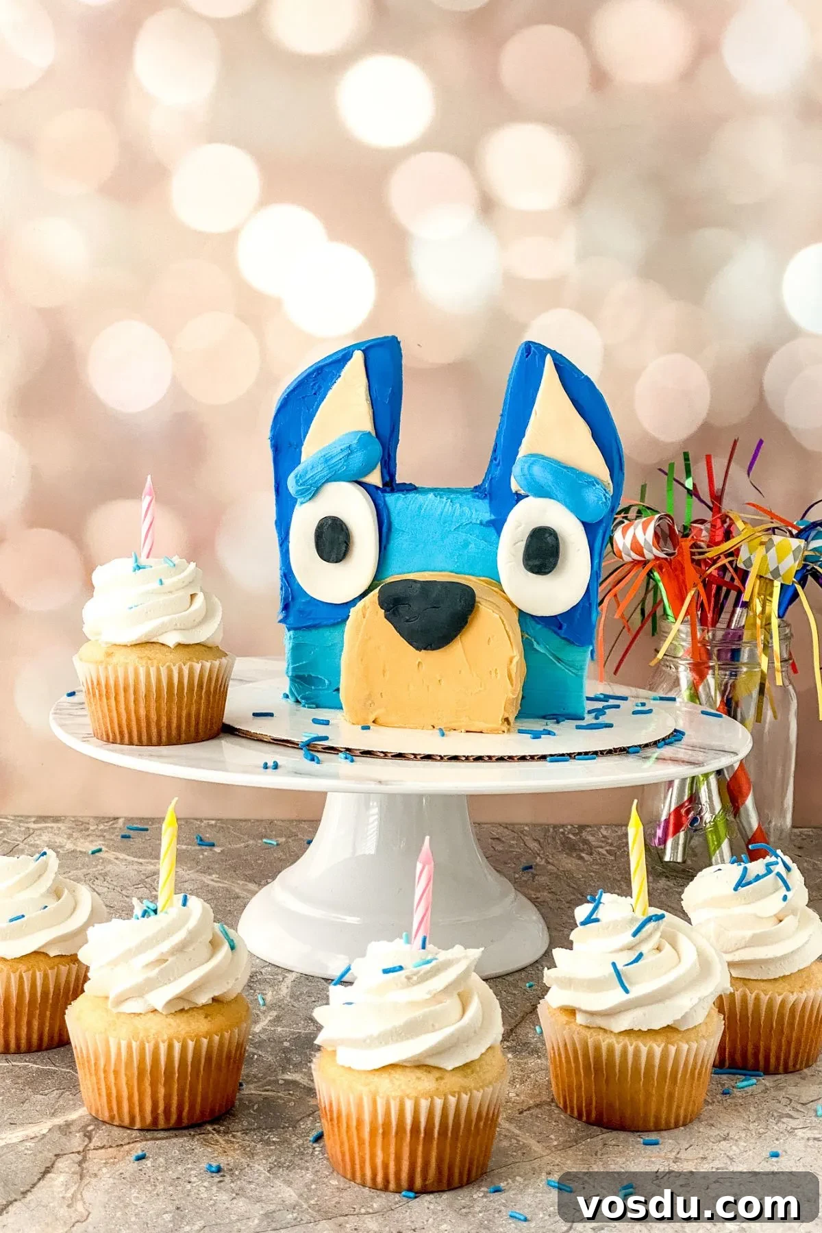 Bluey Cake Recipe with Simple Step-by-Step Tutorial 3 A cake in the shape of Bluey's head.