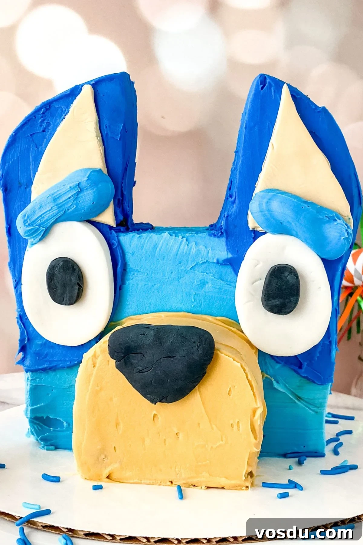 Bluey Cake Recipe with Simple Step-by-Step Tutorial 15 A final head Bluey cake.