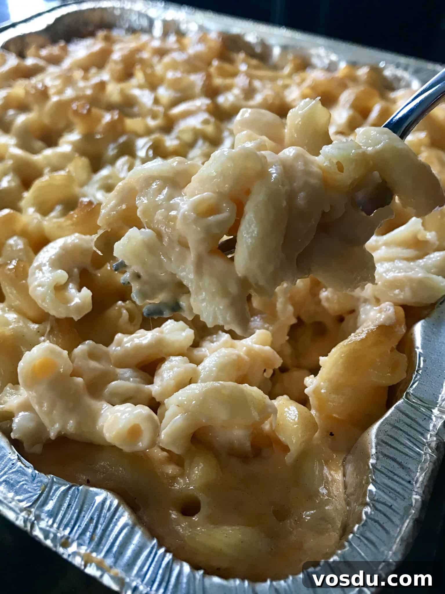 Smoked Macaroni and Cheese Recipe – Creamy, Smoky Comfort Food 8 close up view of smoked Mac and cheese on fork