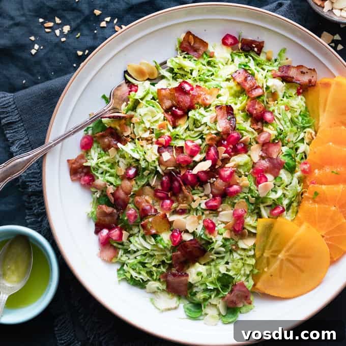 It's delicate shaved sprouts, warm and crispy bacon and bright citrus vinaigrette with toasted almonds. It's delicate shaved sprouts, warm and crispy bacon and bright citrus vinaigrette with toasted almonds.