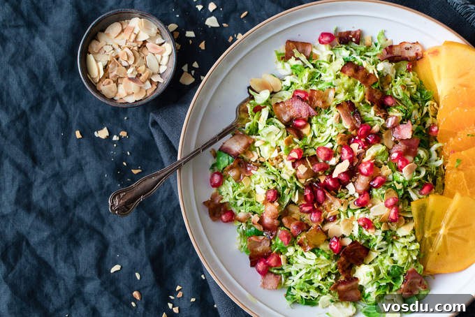 It's delicate shaved sprouts, warm and crispy bacon and bright citrus vinaigrette with toasted almonds. It's delicate shaved sprouts, warm and crispy bacon and bright citrus vinaigrette with toasted almonds.