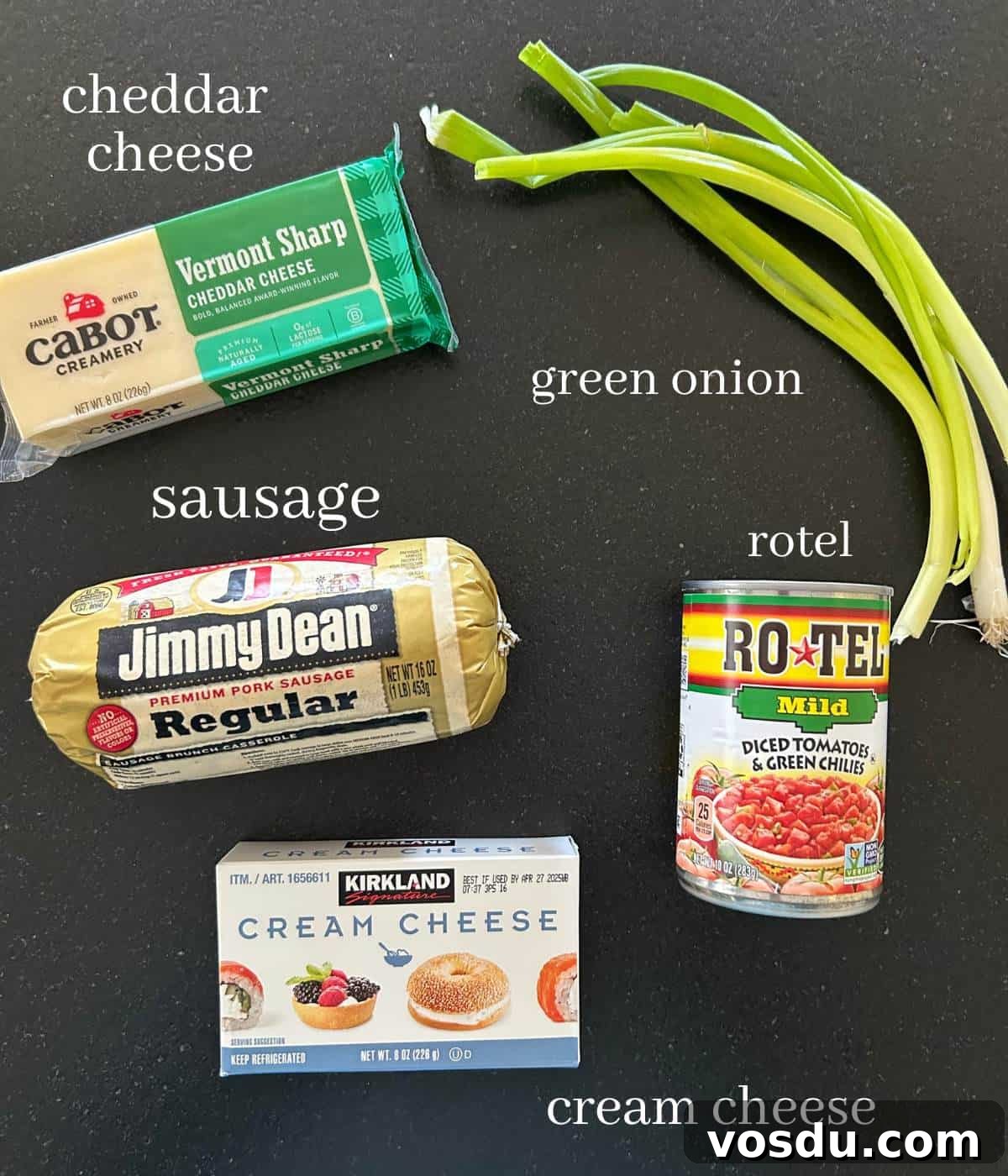 Creamy Rotel Sausage Dip (Slow Cooker Recipe) 3 Ingredients on countertop.