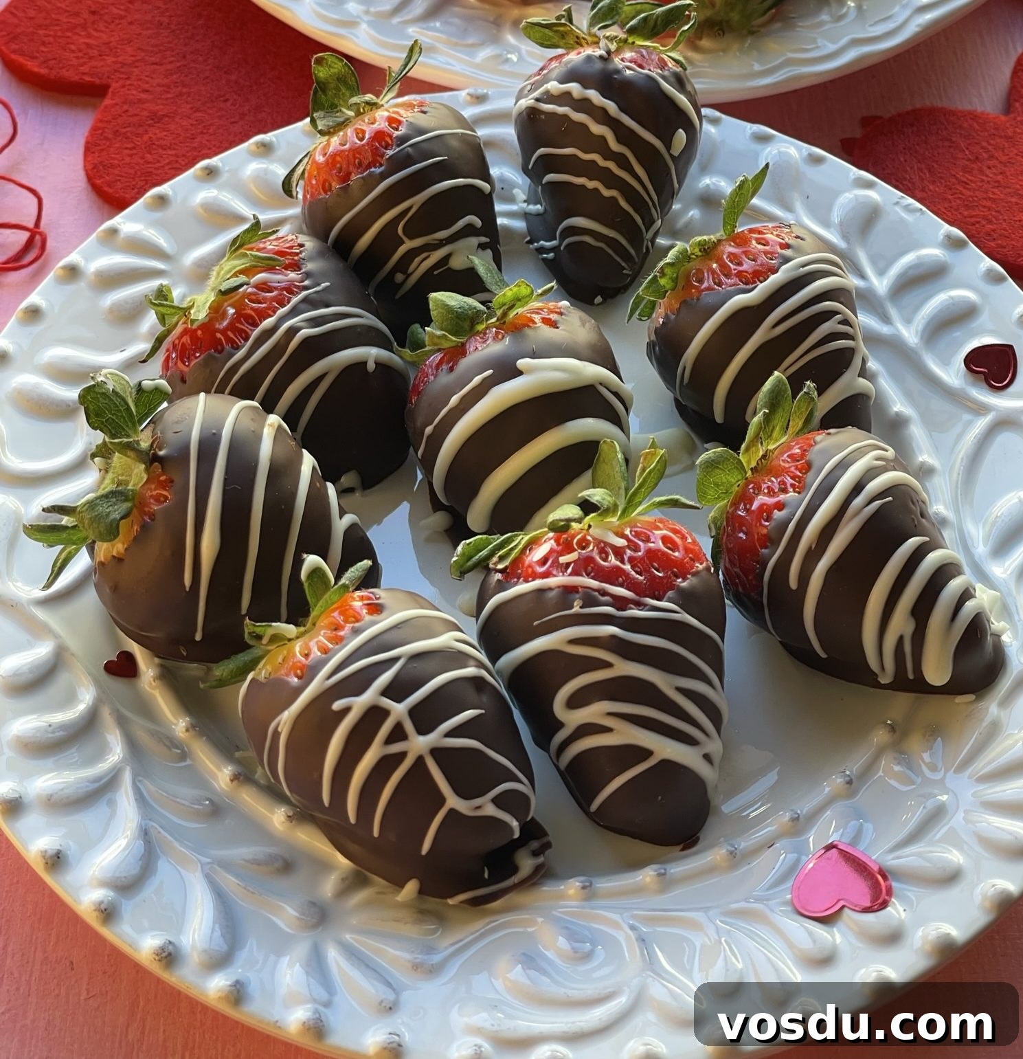 Strawberries drizzled with a spoon
