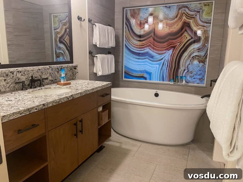 1-Bedroom Villa at Copper Creek Villas & Spa – Disney Area Rental 7 master bathroom with the whirlpool tub at Copper Creek Villas.