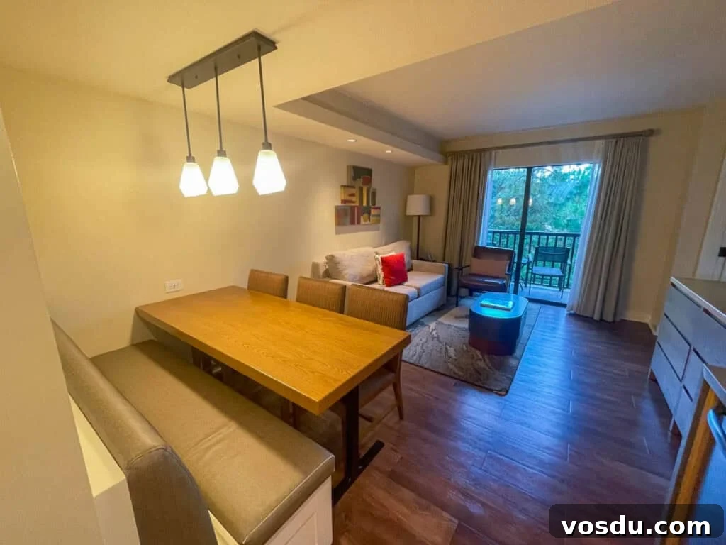 1-Bedroom Villa at Copper Creek Villas & Spa – Disney Area Rental 10 dining and living room area of the villa at Copper Creek.