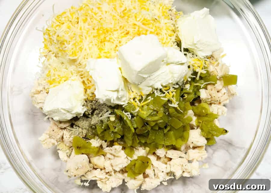 Chicken Enchiladas Verdes (Authentic Green Sauce Enchiladas) 6 Chicken filling ingredients for the Green Enchiladas shown in a bowl