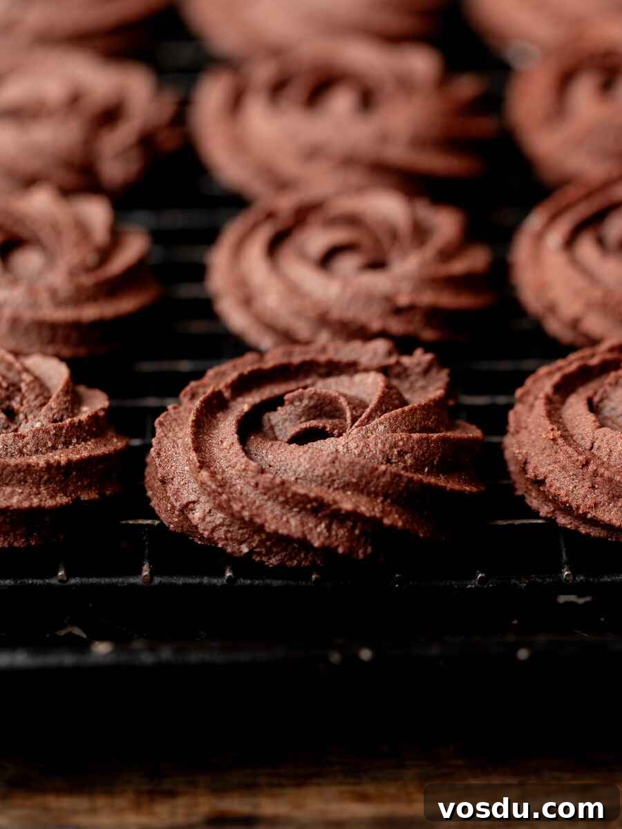 Gluten-Free Chocolate Butter Cookies Recipe for Rich, Crisp Cookies 4 gluten free chocolate butter cookies on a cooling rack