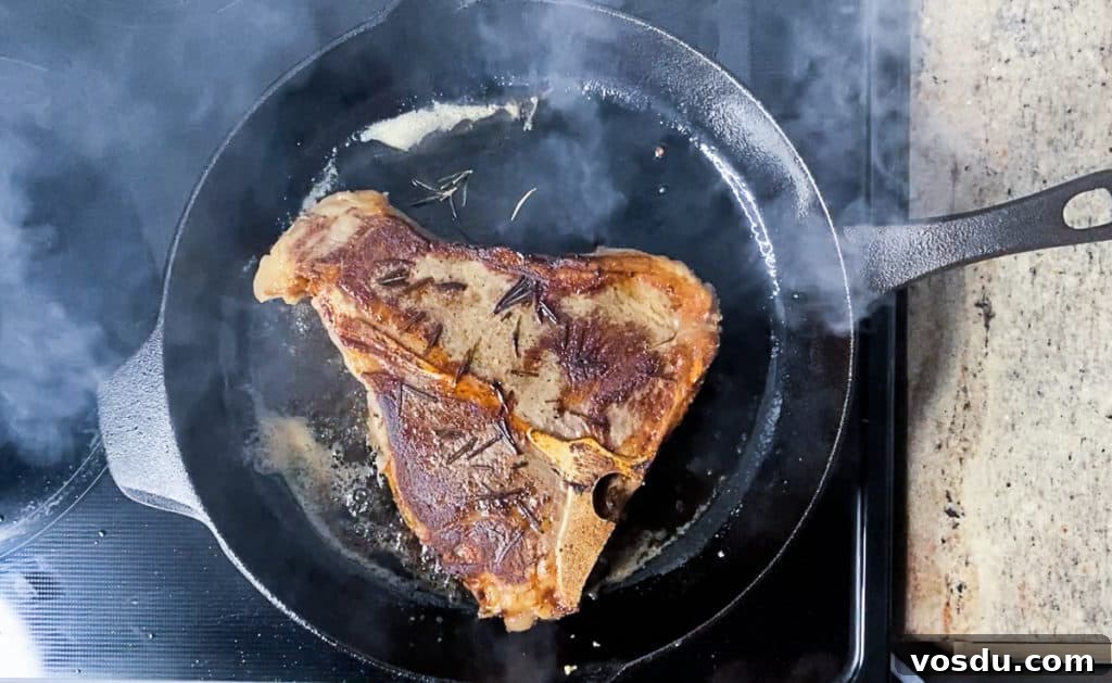 Sous Vide Porterhouse Steak: Perfectly Juicy and Tender 5 seared porterhouse on cutting board