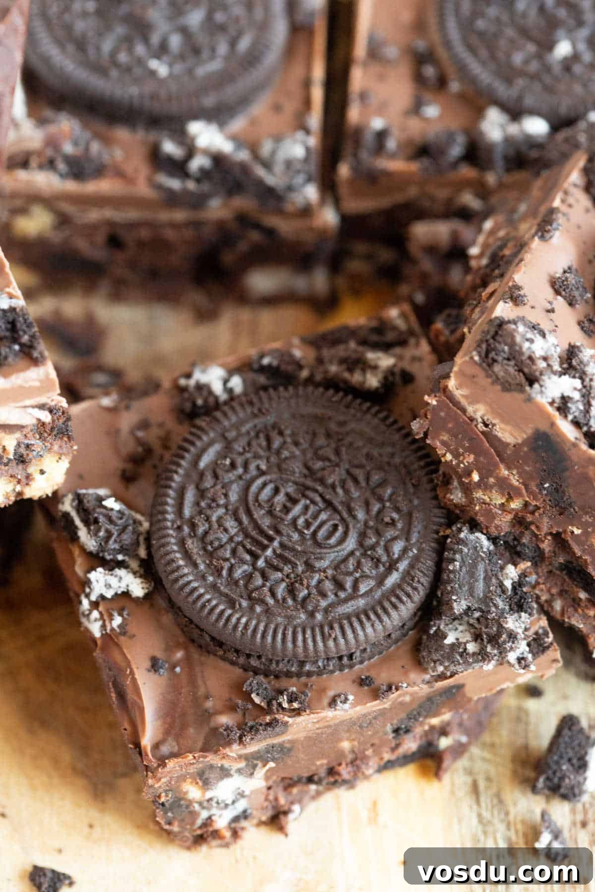 No-Bake Chocolate Oreo Tiffin Recipe — Quick No-Bake Dessert 16 Oreo tiffin squares.