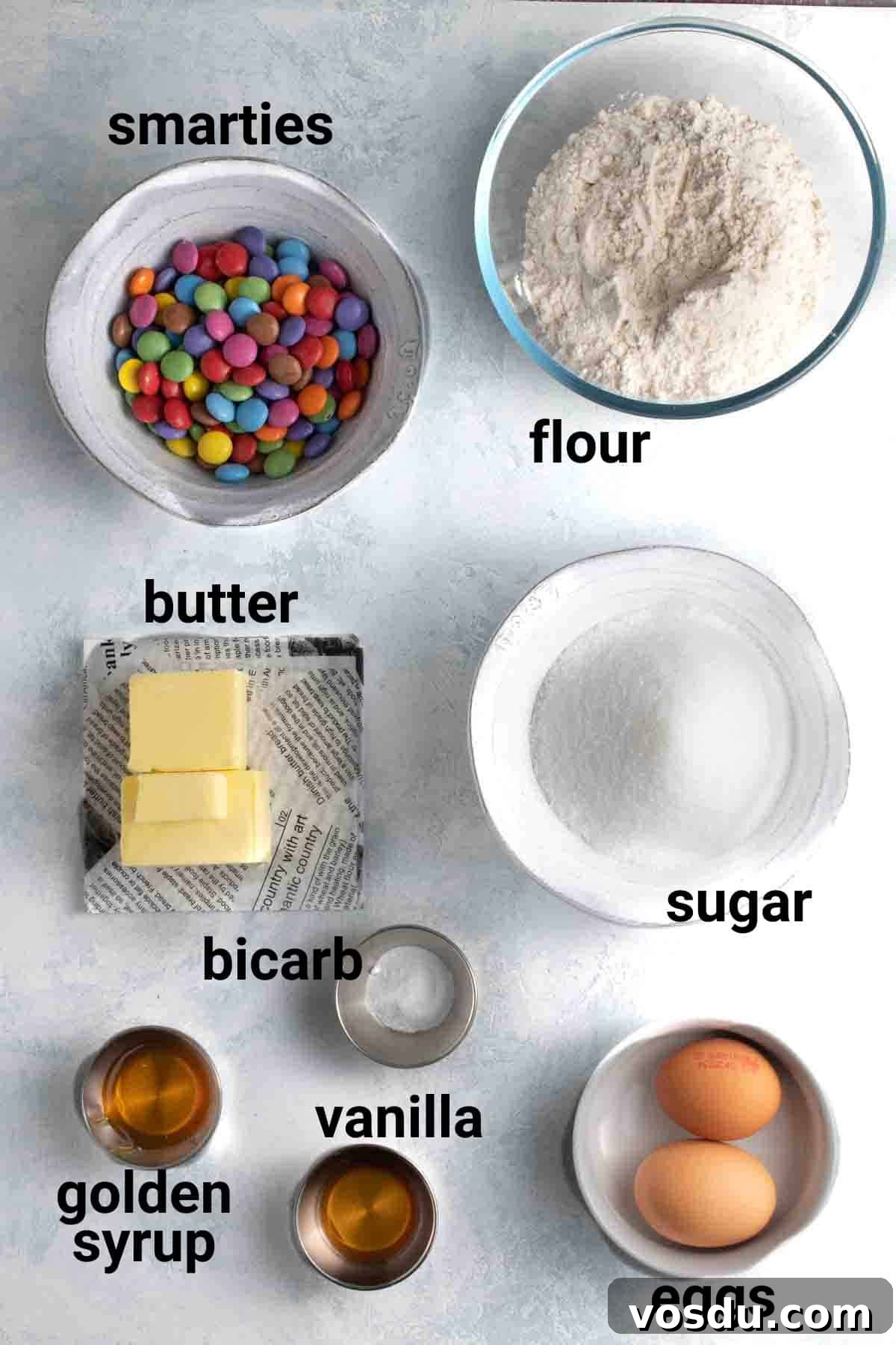 Cheerful Smartie Cookies Recipe for Colorful Party Treats 3 Smartie cookies ingredients.