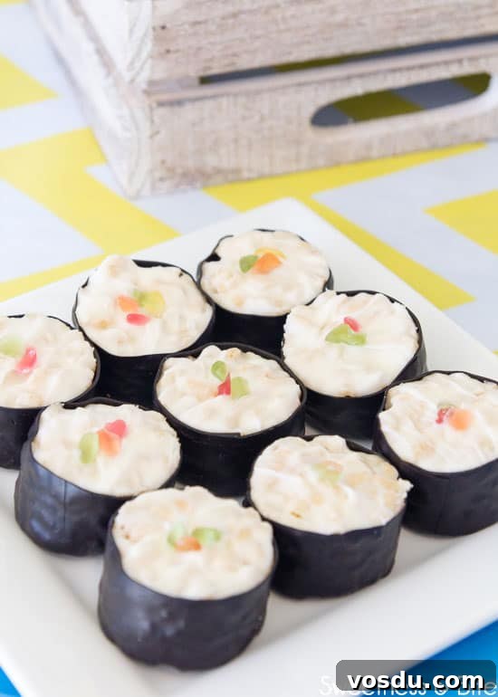 Sweet Sushi ~ Rice bubble slice becomes dessert sushi! Perfect party food.