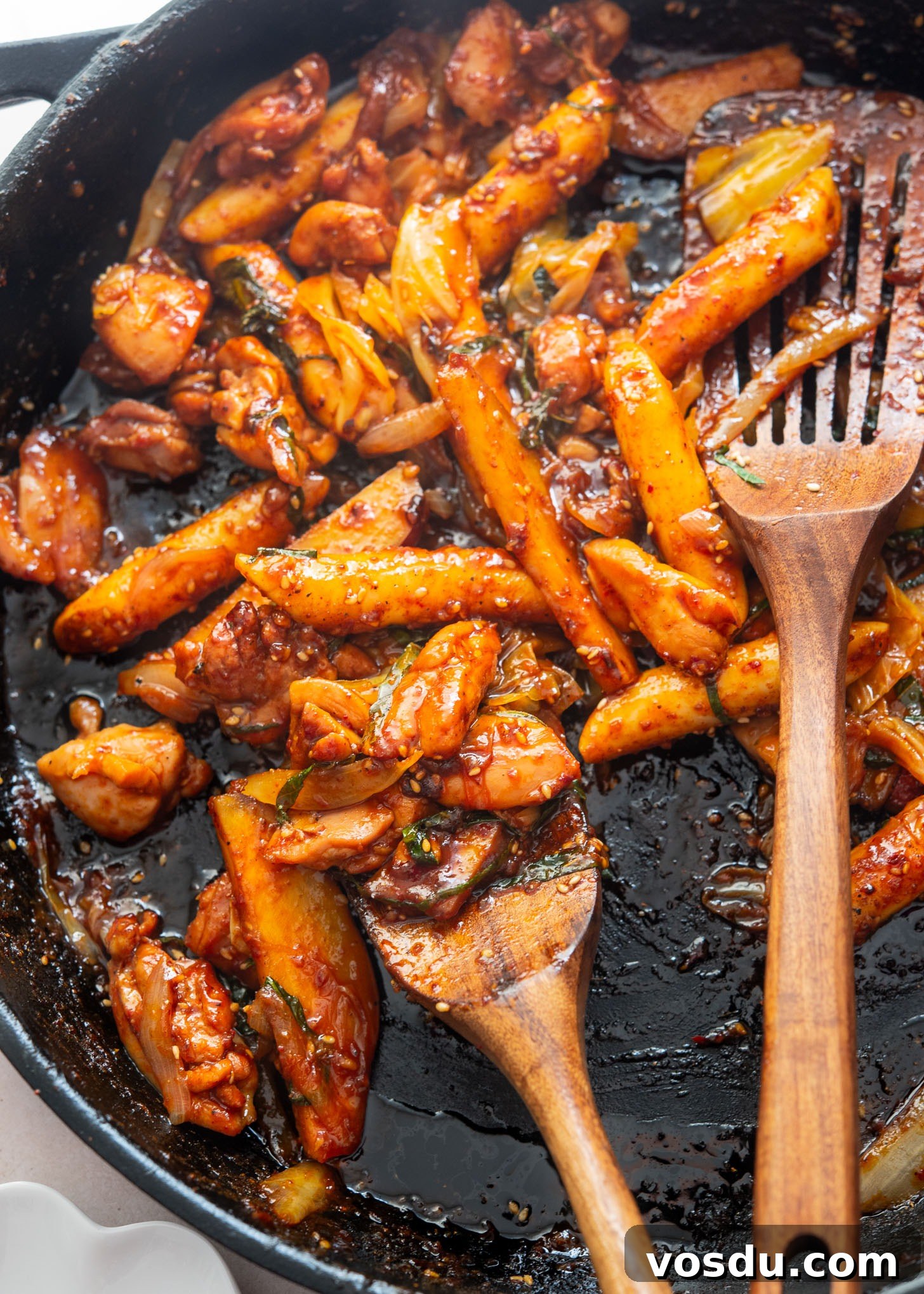 Dakgalbi Recipe: Spicy Korean Stir-Fried Chicken with Vegetables 3 Dakgalbi stir-fried in spicy gochujang sauce