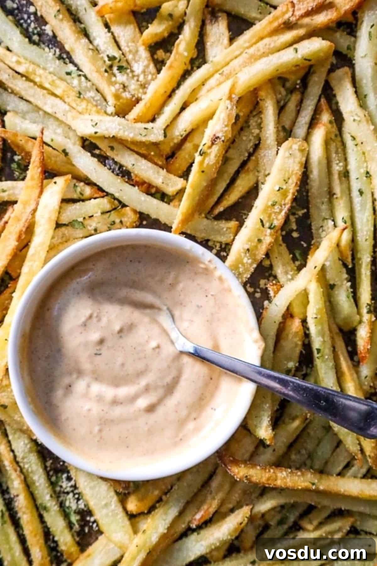 Crispy Garlic Fries with Spicy Cajun Dipping Sauce 2 garlic pommes frites with cajun dip
