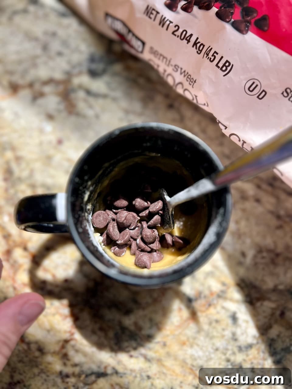 Sourdough Mug Cookie Recipe: Quick Single-Serve Treat 6 Sprinkling chocolate chips into the mug cookie dough before baking.