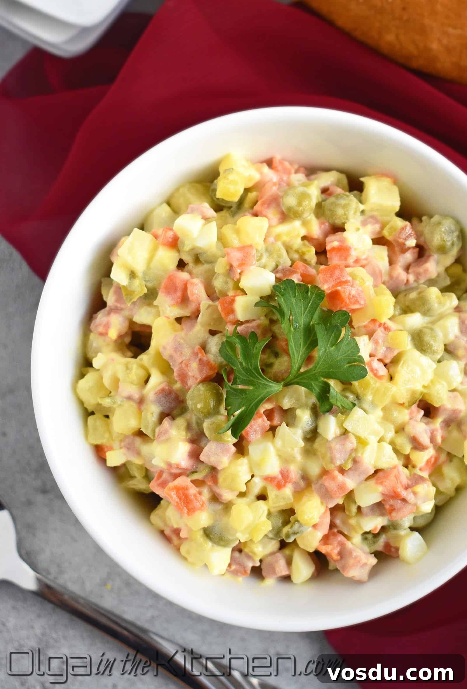 Olivier (Ukrainian Potato Salad) Recipe — Classic Olivye Salad 2 Olivye Salad: classic Ukrainian potato salad; rich in flavor, creamy and tender ingredients!
