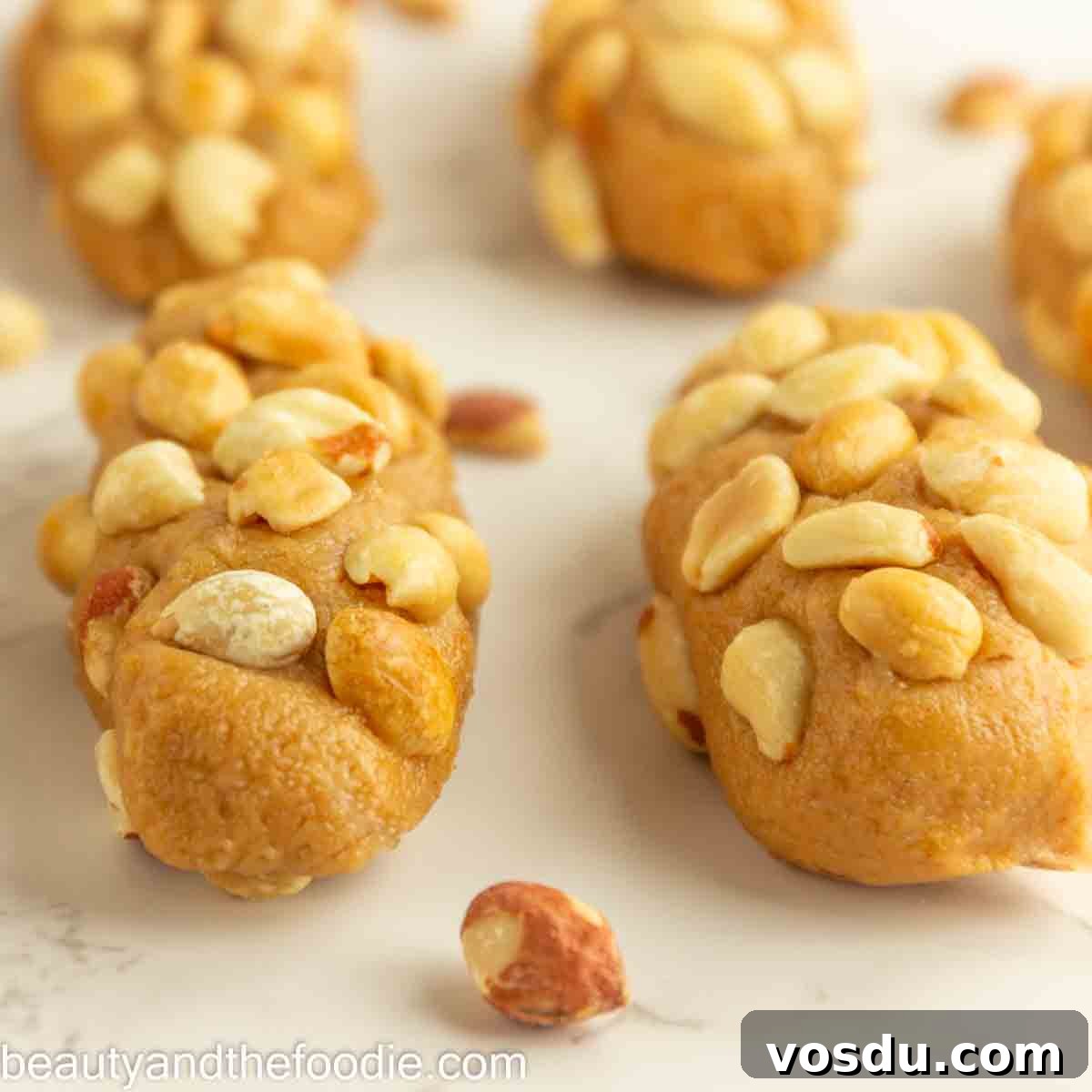 Keto Payday Candy Bar Recipe: Low-Carb Payday-Style Treat 3 A keto payday bar with peanuts.