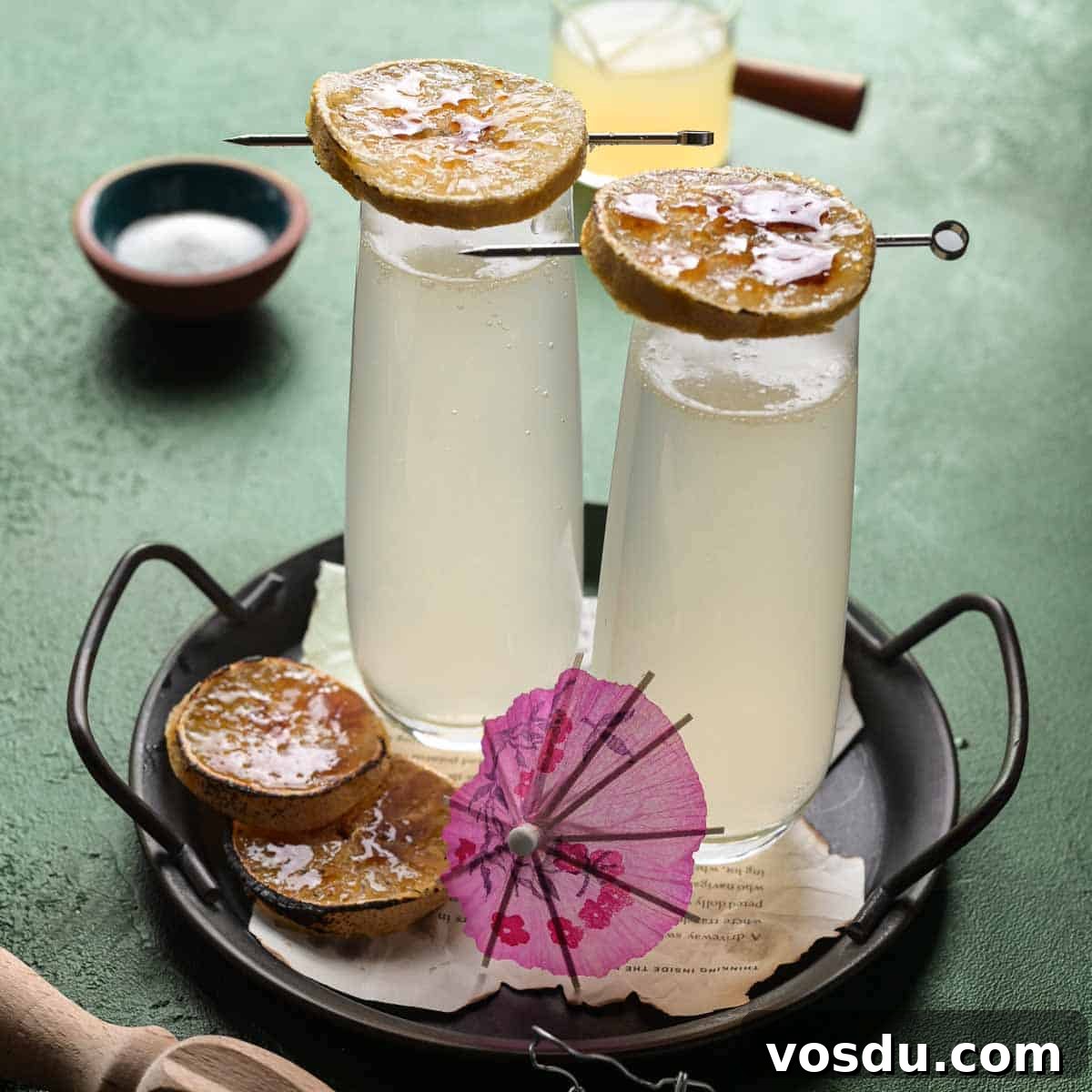 Lemonade Mimosa with Lemon Brûlée Garnish
